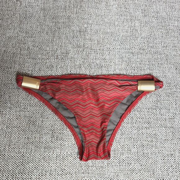 L Space Bikini Bottoms Cheeky Chevron Red Color Riviera Size XS - Picture 1 of 9